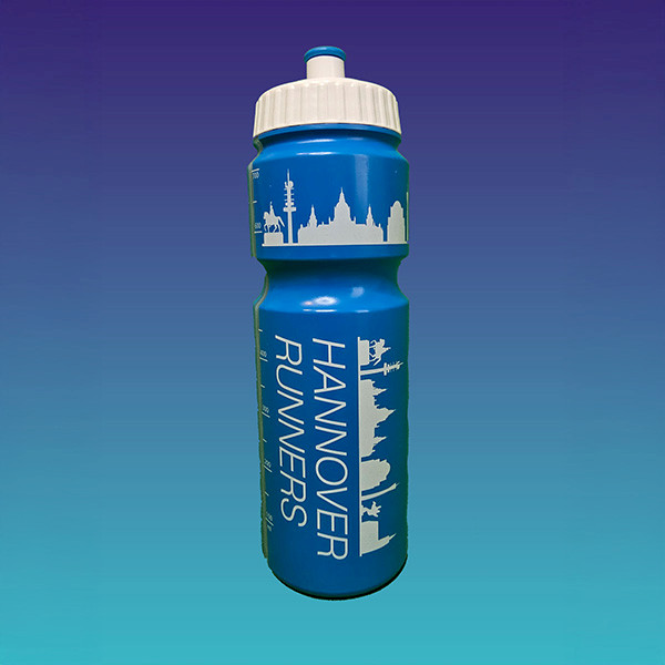 Blaue Alltags-Trinkflasche mit Design der Hannover Runners