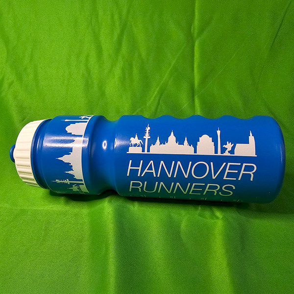 Blaue Alltags-Trinkflasche mit Design der Hannover Runners